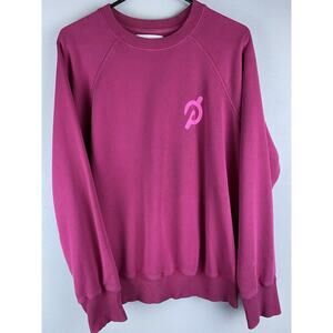 Peloton Spiritual Gangster Sz Med Dark Pink Frnt & Back Graphics LS Crew Neck
